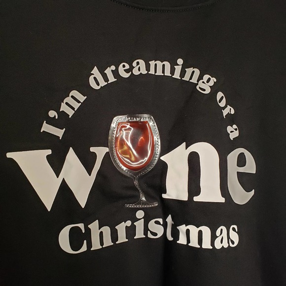 FIFTH SUN Wine Christmas Graphic Black Pullover Sweater XS - Picture 2 of 7